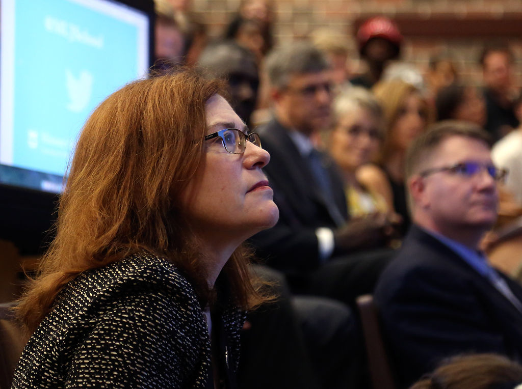 Provost Stokes listens to Dean Kurpius announce new diversity program